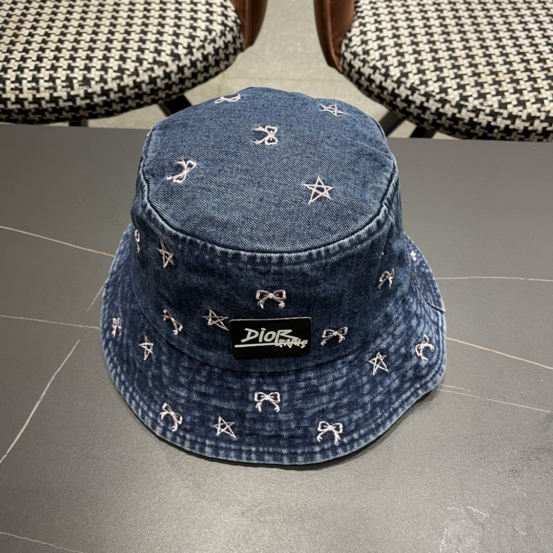  迪奥DIOR牛仔渔夫帽女2025春夏季出游逛街休闲百搭盆帽宽檐显脸小可折叠潮