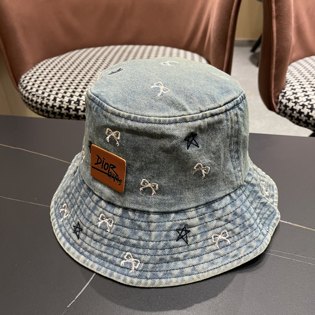  迪奥DIOR牛仔渔夫帽女2025春夏季出游逛街休闲百搭盆帽宽檐显脸小可折叠潮