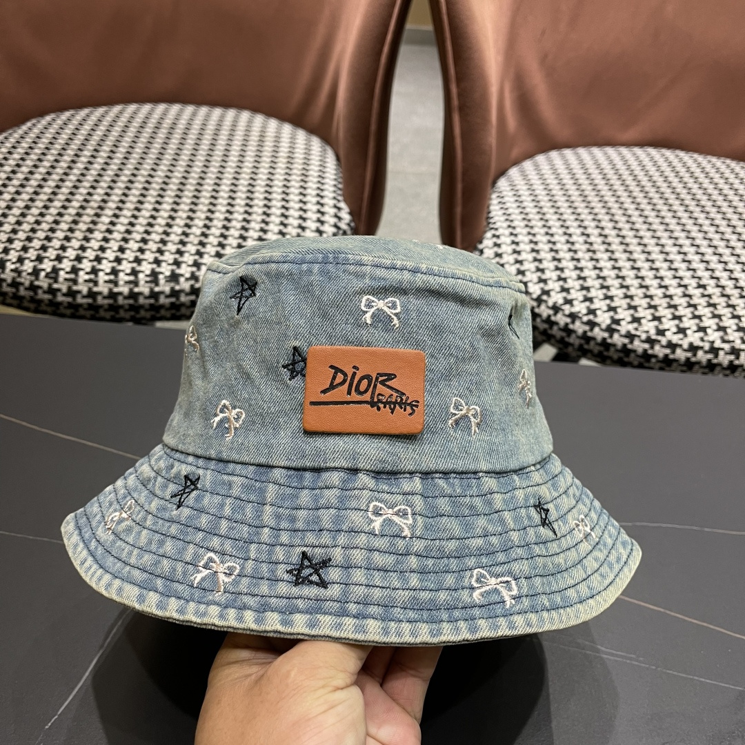  迪奥DIOR牛仔渔夫帽女2025春夏季出游逛街休闲百搭盆帽宽檐显脸小可折叠潮