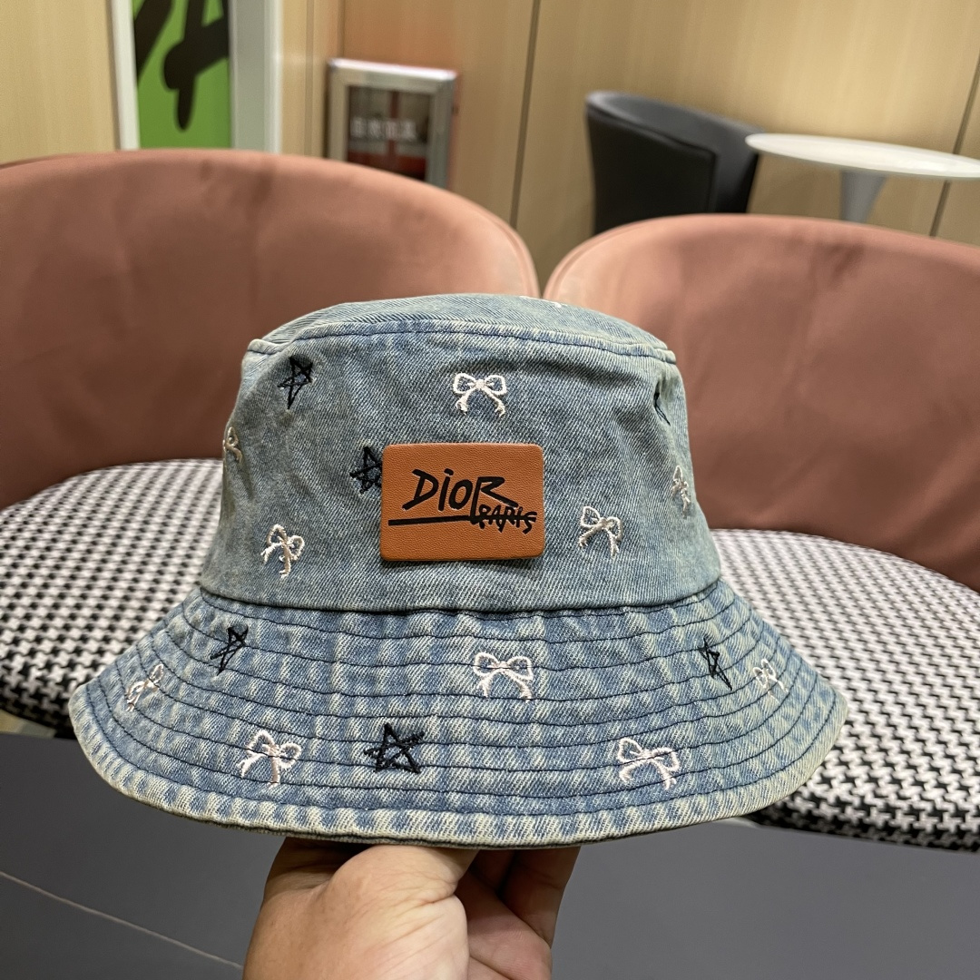  迪奥DIOR牛仔渔夫帽女2025春夏季出游逛街休闲百搭盆帽宽檐显脸小可折叠潮