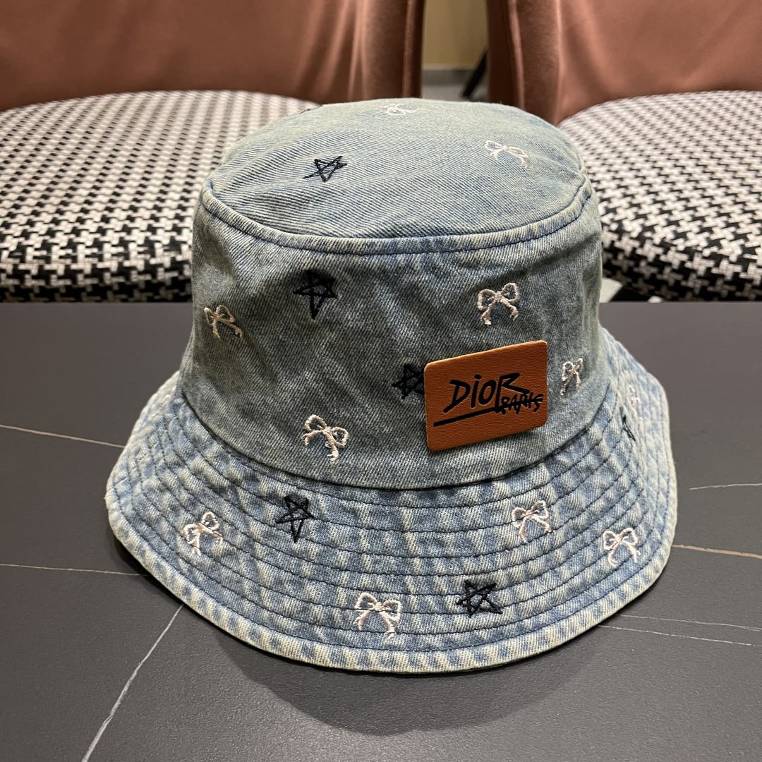  迪奥DIOR牛仔渔夫帽女2025春夏季出游逛街休闲百搭盆帽宽檐显脸小可折叠潮