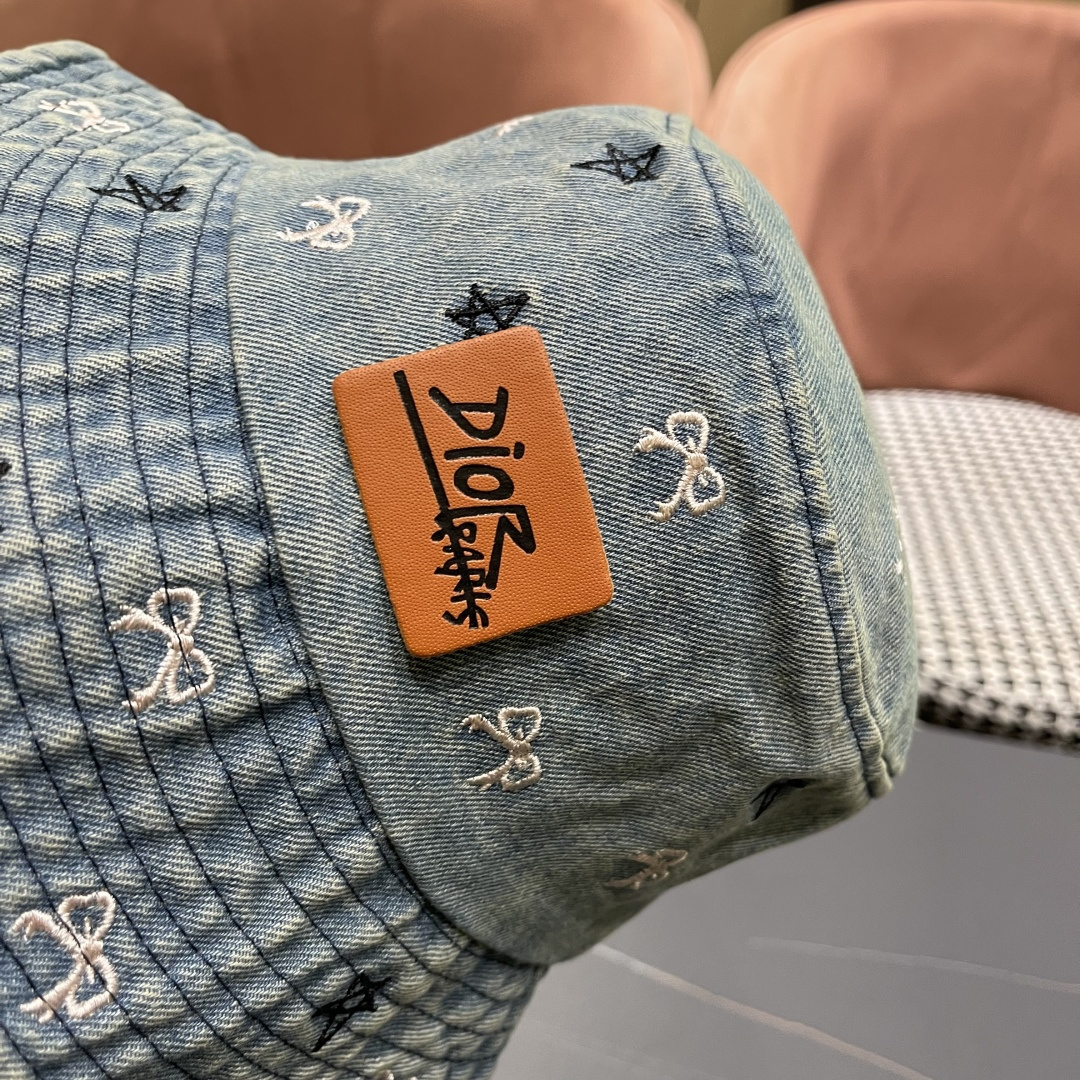  迪奥DIOR牛仔渔夫帽女2025春夏季出游逛街休闲百搭盆帽宽檐显脸小可折叠潮