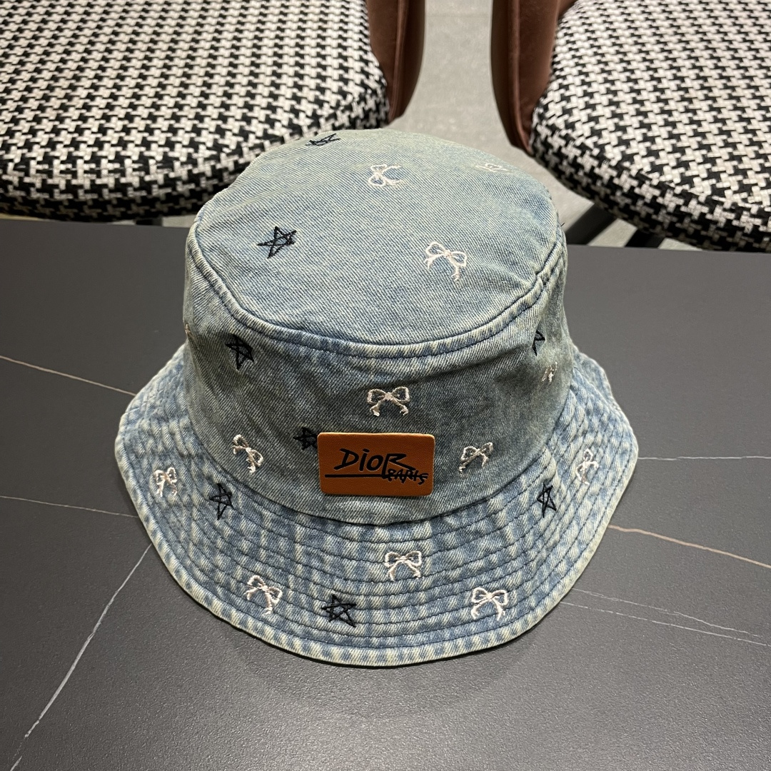  迪奥DIOR牛仔渔夫帽女2025春夏季出游逛街休闲百搭盆帽宽檐显脸小可折叠潮