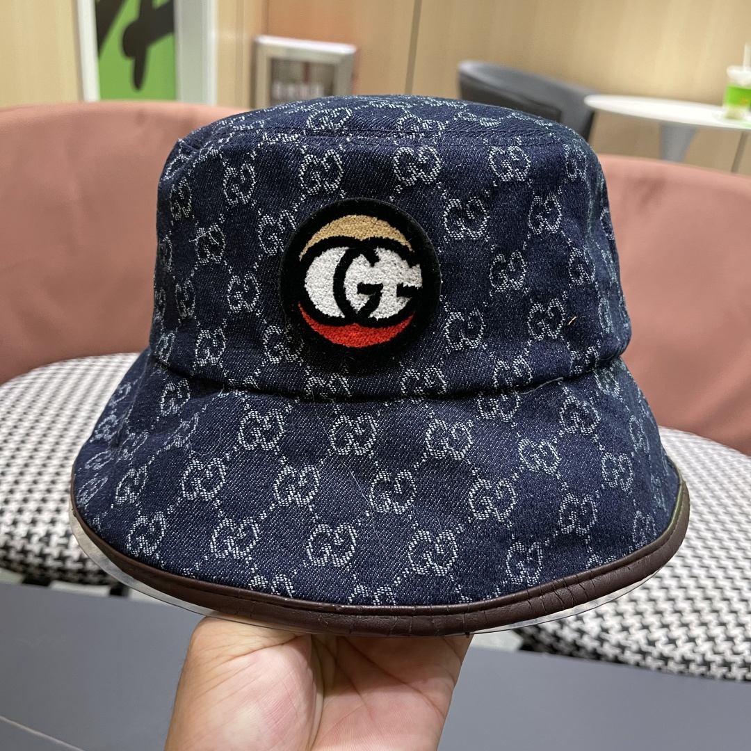  Guc*i古奇新款原单渔夫帽，专柜11开模订制，原版帆布料轻盈透气！质量超赞，基础头围57，时尚百搭。