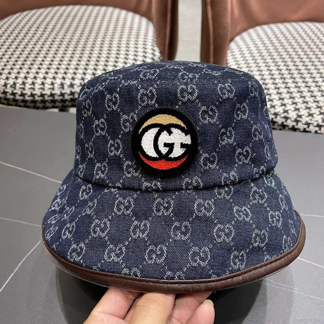  Guc*i古奇新款原单渔夫帽，专柜11开模订制，原版帆布料轻盈透气！质量超赞，基础头围57，时尚百搭。