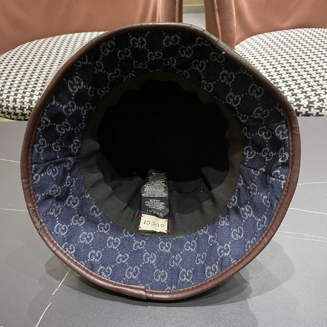  Guc*i古奇新款原单渔夫帽，专柜11开模订制，原版帆布料轻盈透气！质量超赞，基础头围57，时尚百搭。