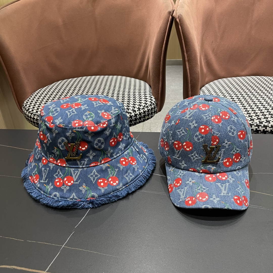  棒球帽.   渔夫帽 Lv跟易威登 经典款原单渔夫帽，顶级版本，原版牛仔提花布料，轻盈透气！质量超赞，