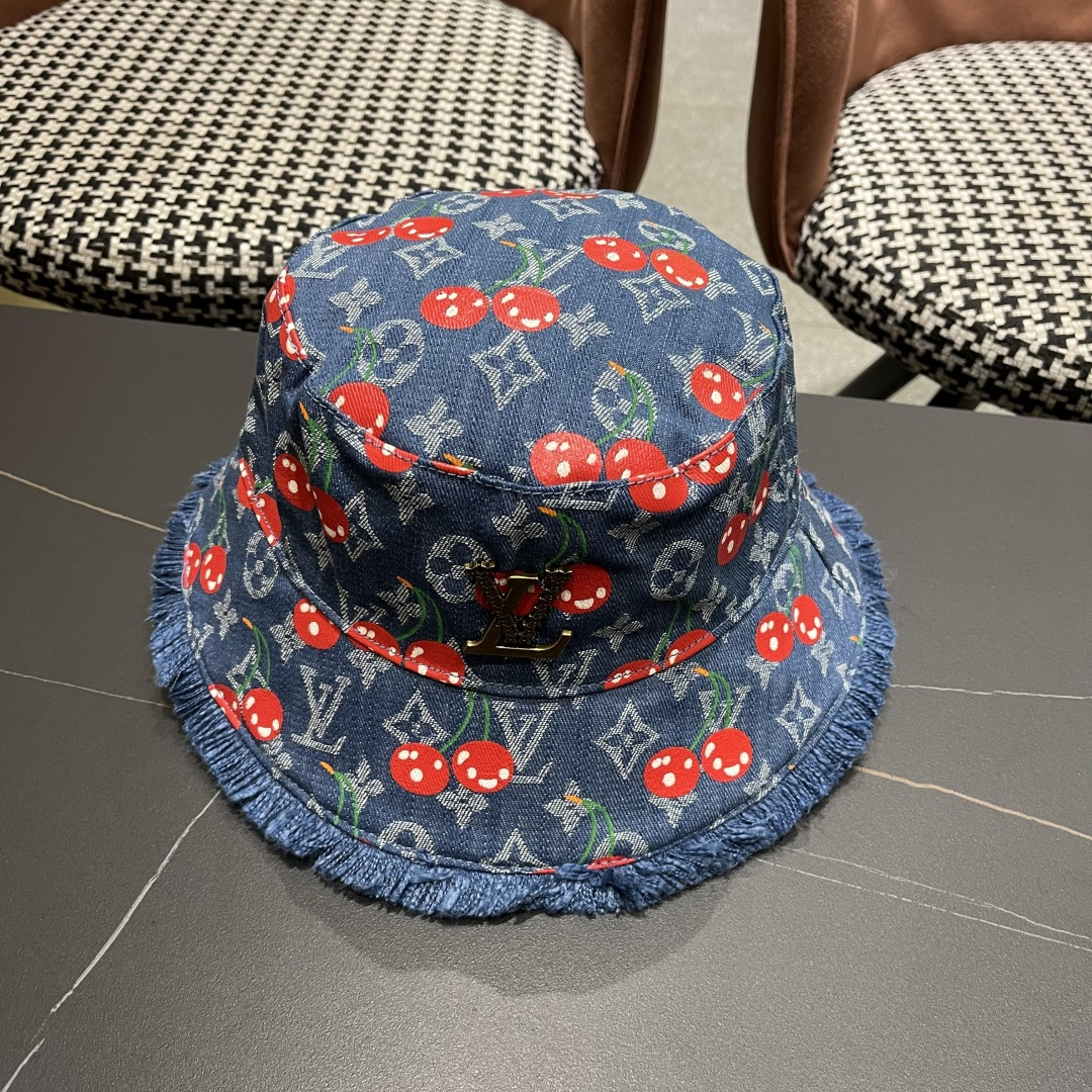 棒球帽.   渔夫帽 Lv跟易威登 经典款原单渔夫帽，顶级版本，原版牛仔提花布料，轻盈透气！质量超赞，基