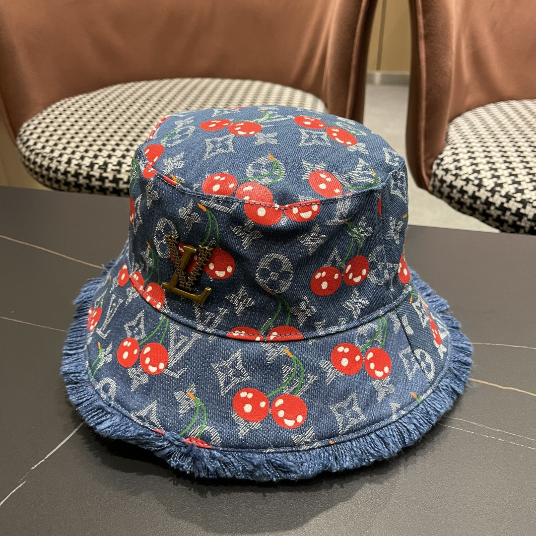 棒球帽.   渔夫帽 Lv跟易威登 经典款原单渔夫帽，顶级版本，原版牛仔提花布料，轻盈透气！质量超赞，基