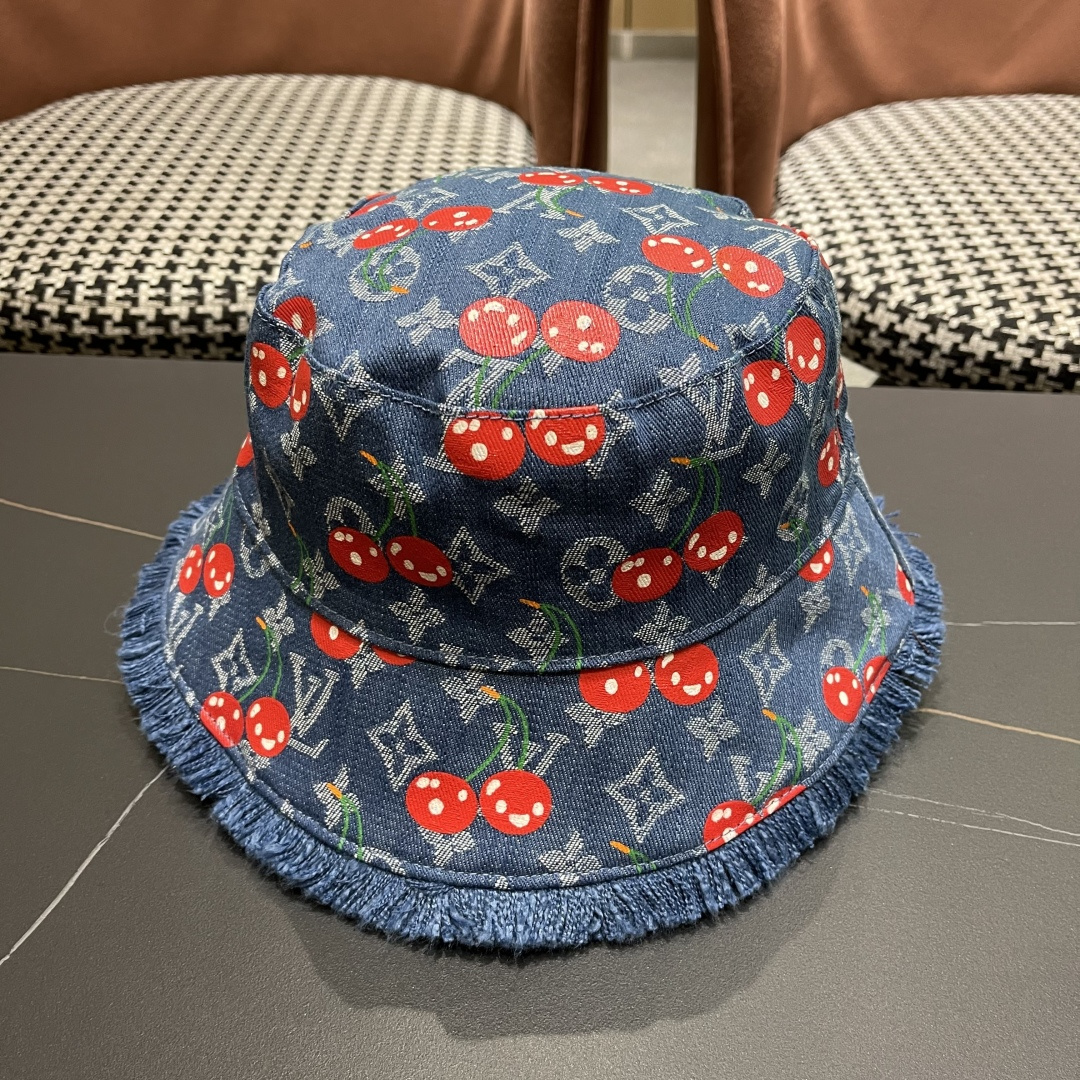 棒球帽.   渔夫帽 Lv跟易威登 经典款原单渔夫帽，顶级版本，原版牛仔提花布料，轻盈透气！质量超赞，基