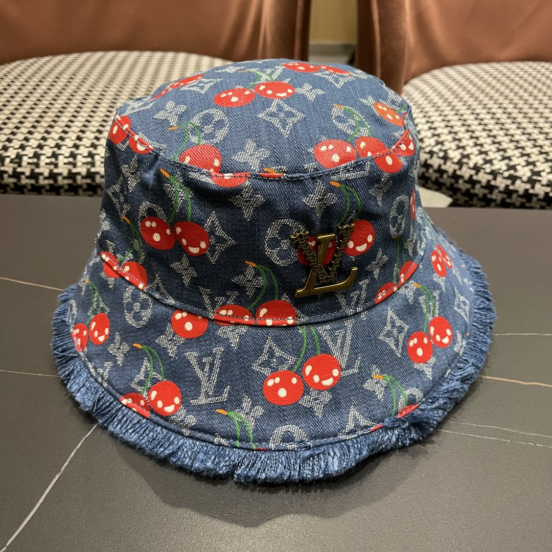 棒球帽.   渔夫帽 Lv跟易威登 经典款原单渔夫帽，顶级版本，原版牛仔提花布料，轻盈透气！质量超赞，基