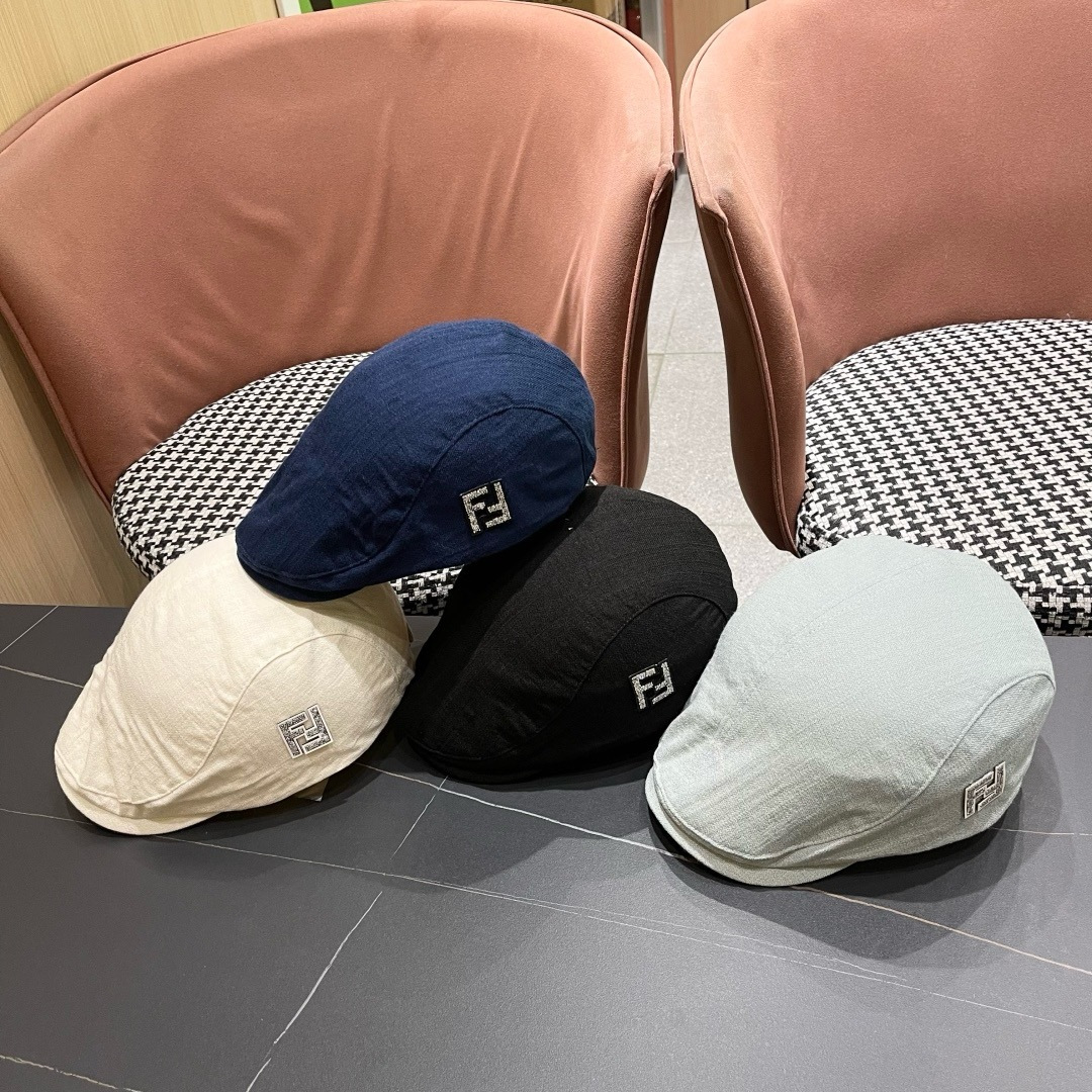  迪芬 复古棉麻前进帽女春夏英伦显脸小贝雷帽子2025新款日系简约鸭舌帽