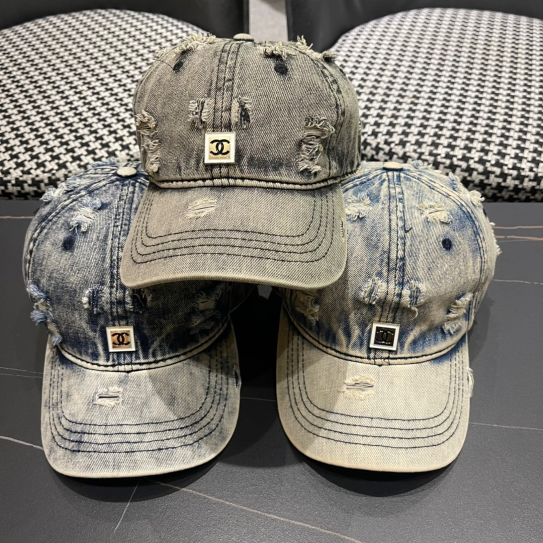 【CHANEL香奈儿】2025新款小香风破洞牛仔大牌棒球帽，专柜经典款，男女通用