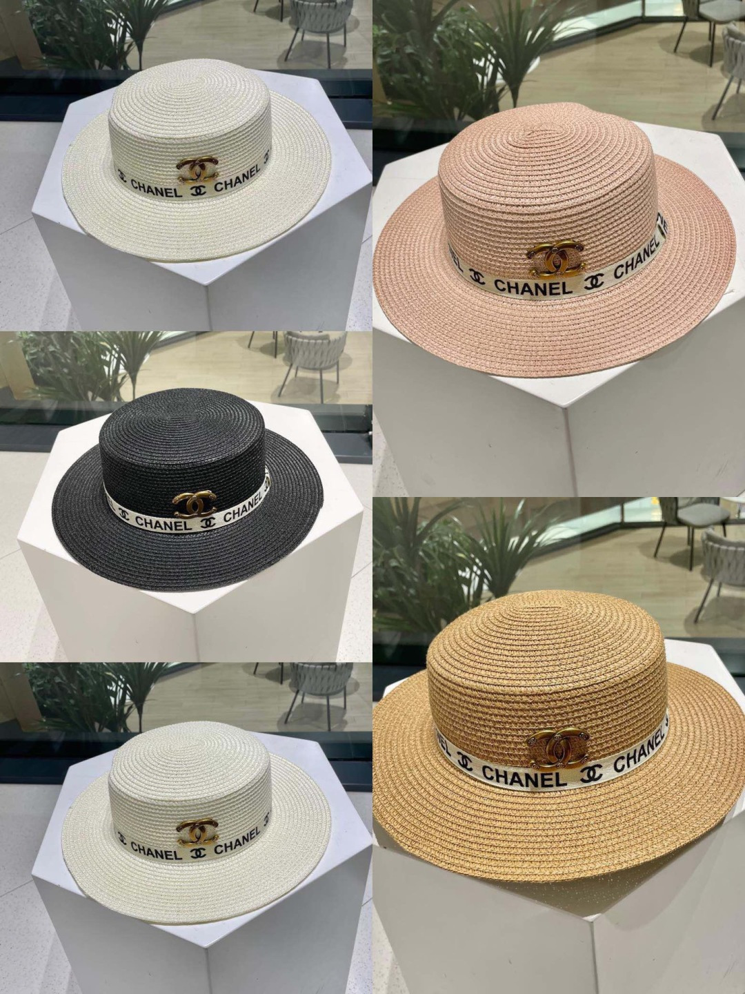 【Chanel香奈儿】2025新款织带款大牌风平顶草帽，旅行必备，超好搭配，赶紧入手！