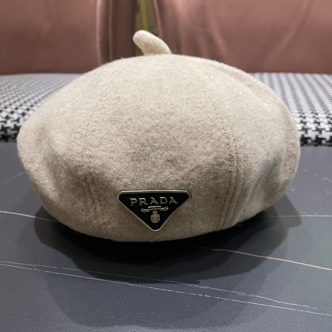  普拉达Prada新中式春夏贝雷帽女高品质轻薄立体时尚百搭单品潮