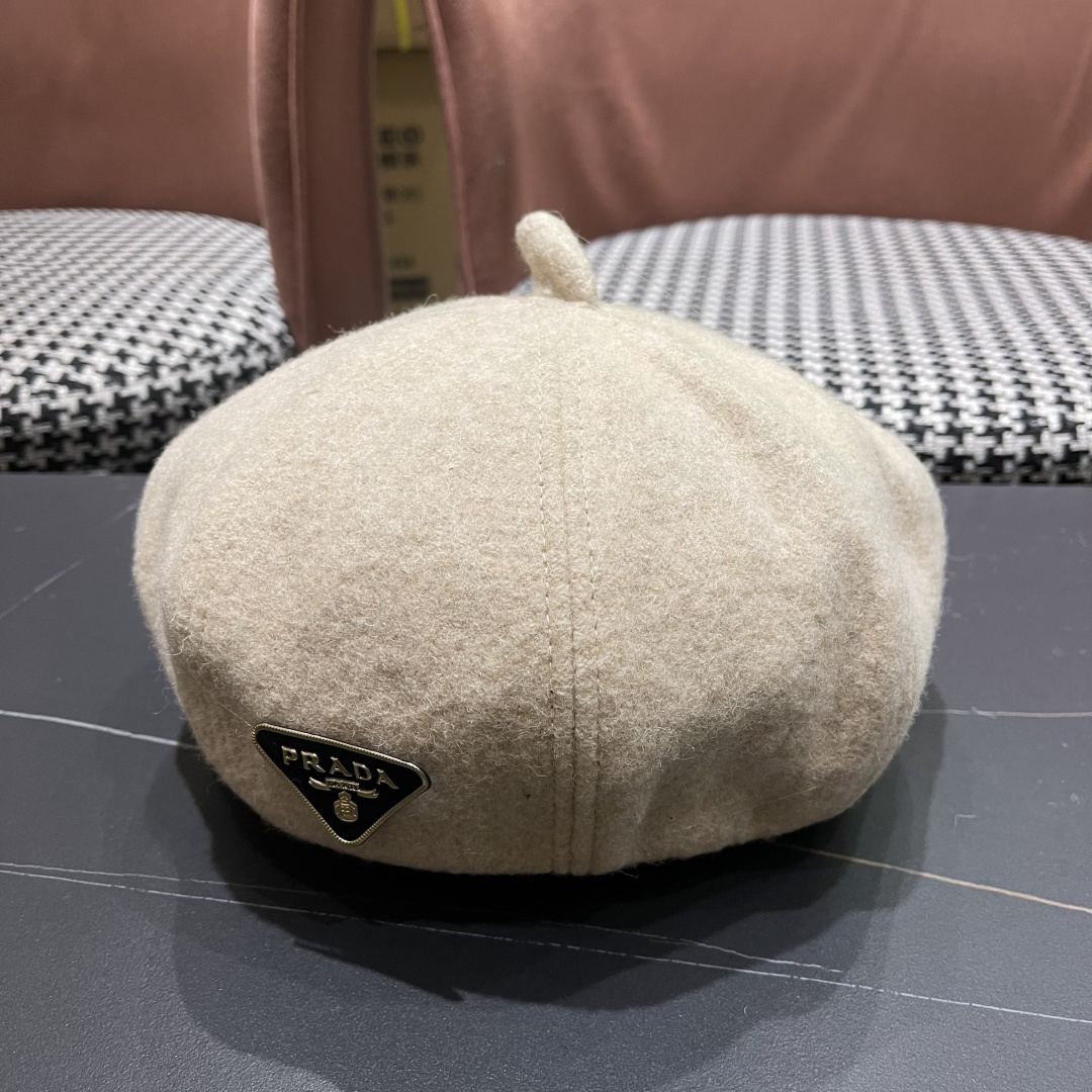  普拉达Prada新中式春夏贝雷帽女高品质轻薄立体时尚百搭单品潮