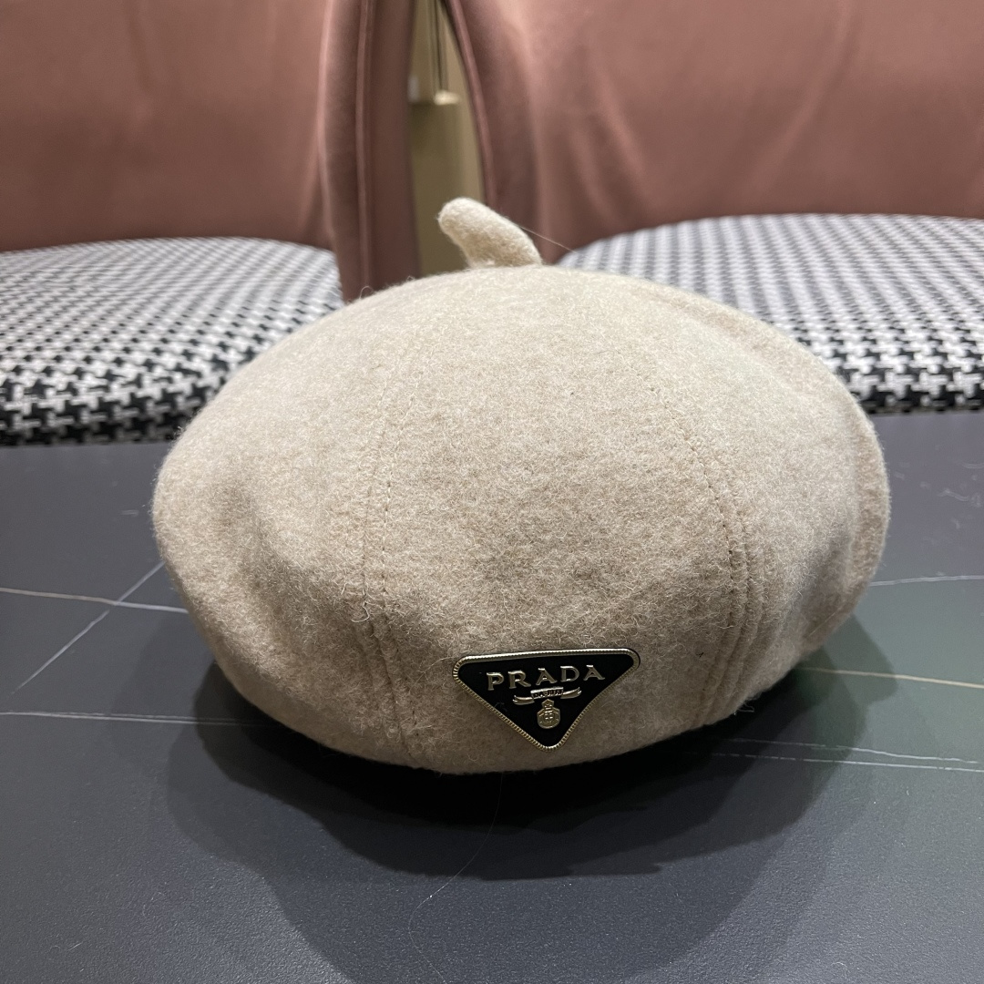  普拉达Prada新中式春夏贝雷帽女高品质轻薄立体时尚百搭单品潮
