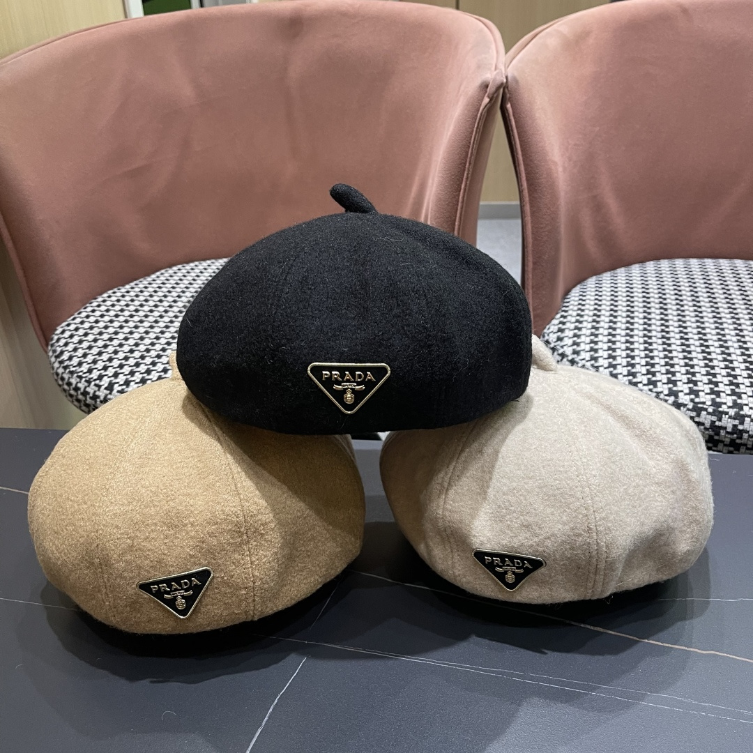  普拉达Prada新中式春夏贝雷帽女高品质轻薄立体时尚百搭单品潮