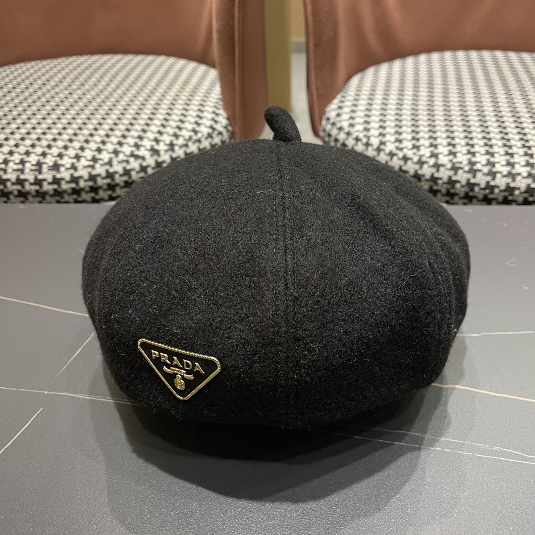  普拉达Prada新中式春夏贝雷帽女高品质轻薄立体时尚百搭单品潮