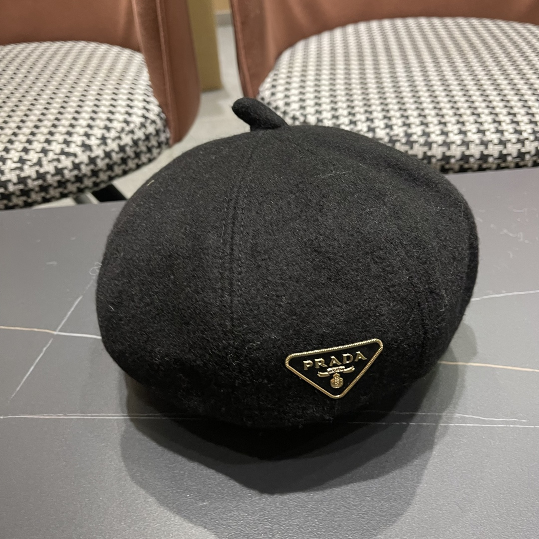  普拉达Prada新中式春夏贝雷帽女高品质轻薄立体时尚百搭单品潮