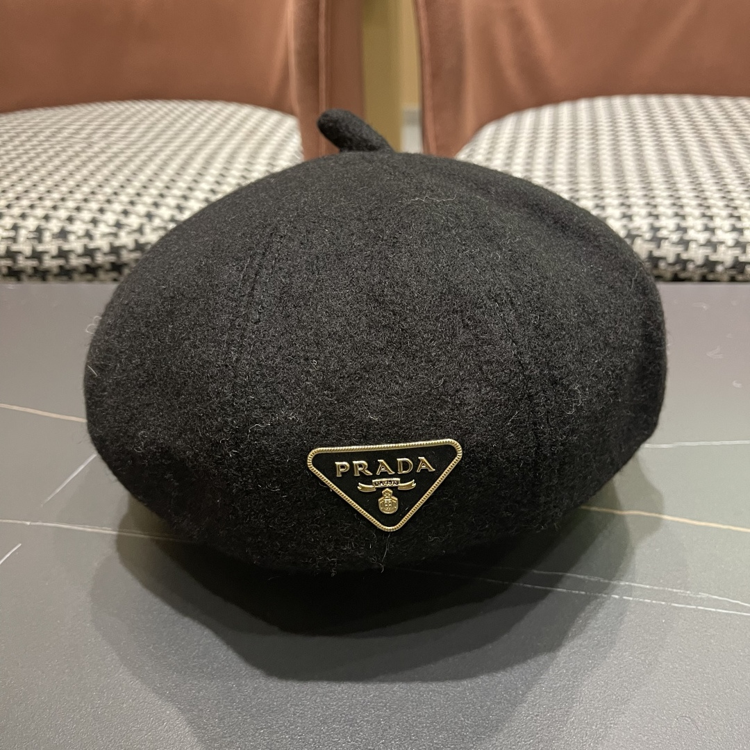  普拉达Prada新中式春夏贝雷帽女高品质轻薄立体时尚百搭单品潮