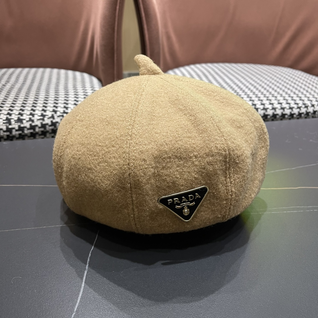  普拉达Prada新中式春夏贝雷帽女高品质轻薄立体时尚百搭单品潮