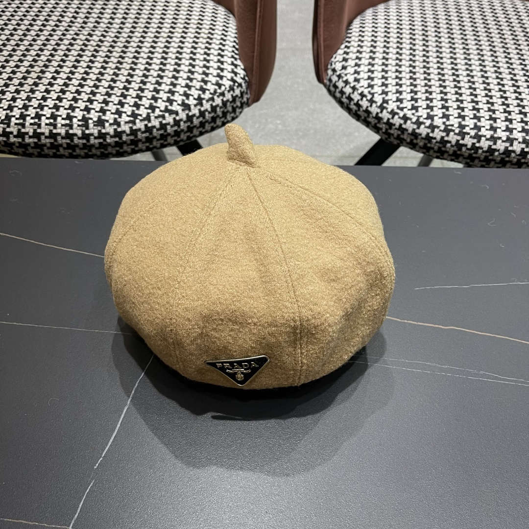  普拉达Prada新中式春夏贝雷帽女高品质轻薄立体时尚百搭单品潮
