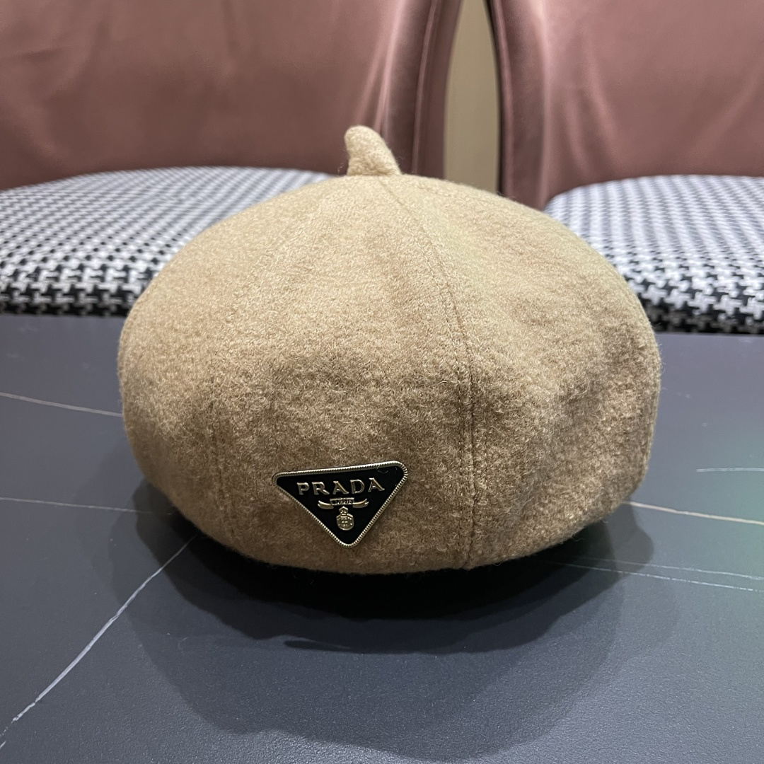  普拉达Prada新中式春夏贝雷帽女高品质轻薄立体时尚百搭单品潮