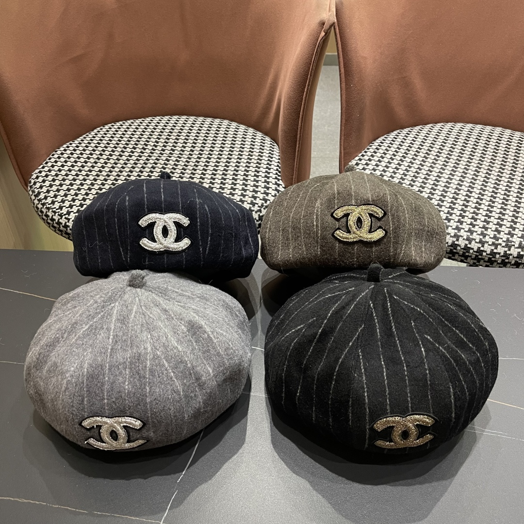  香奈儿 蓓蕾帽贝雷帽女士帽子女款秋冬冷帽鸭舌帽显脸小冬季画家帽女气质