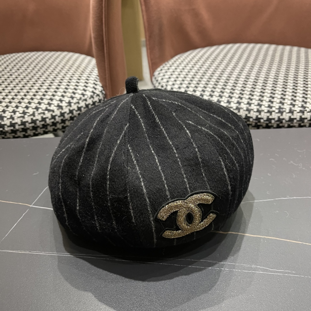  香奈儿 蓓蕾帽贝雷帽女士帽子女款秋冬冷帽鸭舌帽显脸小冬季画家帽女气质