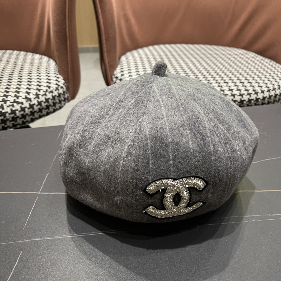  香奈儿 蓓蕾帽贝雷帽女士帽子女款秋冬冷帽鸭舌帽显脸小冬季画家帽女气质