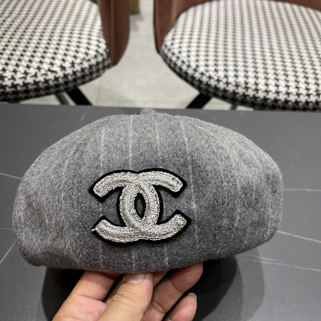 香奈儿 蓓蕾帽贝雷帽女士帽子女款秋冬冷帽鸭舌帽显脸小冬季画家帽女气质