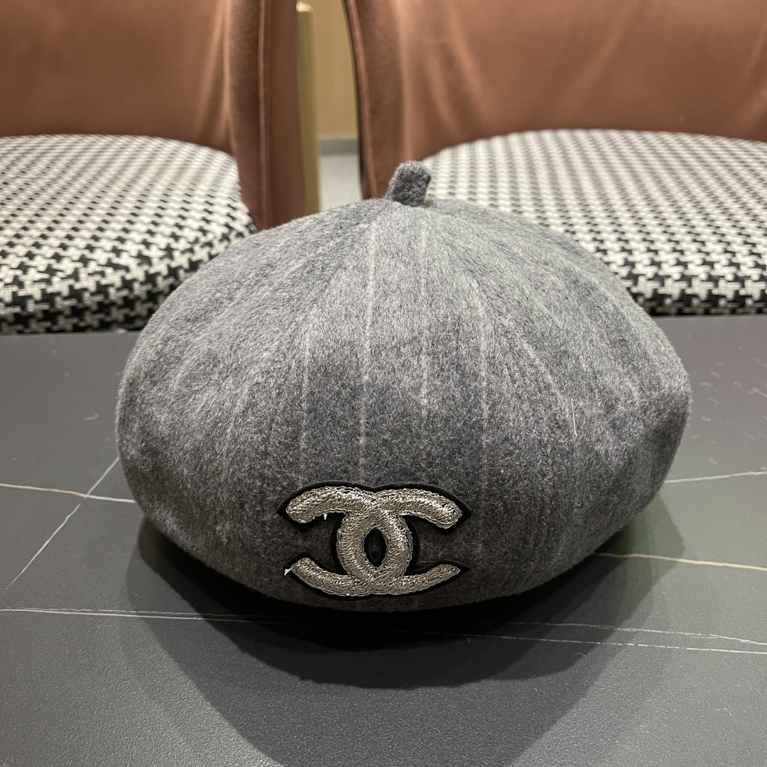  香奈儿 蓓蕾帽贝雷帽女士帽子女款秋冬冷帽鸭舌帽显脸小冬季画家帽女气质