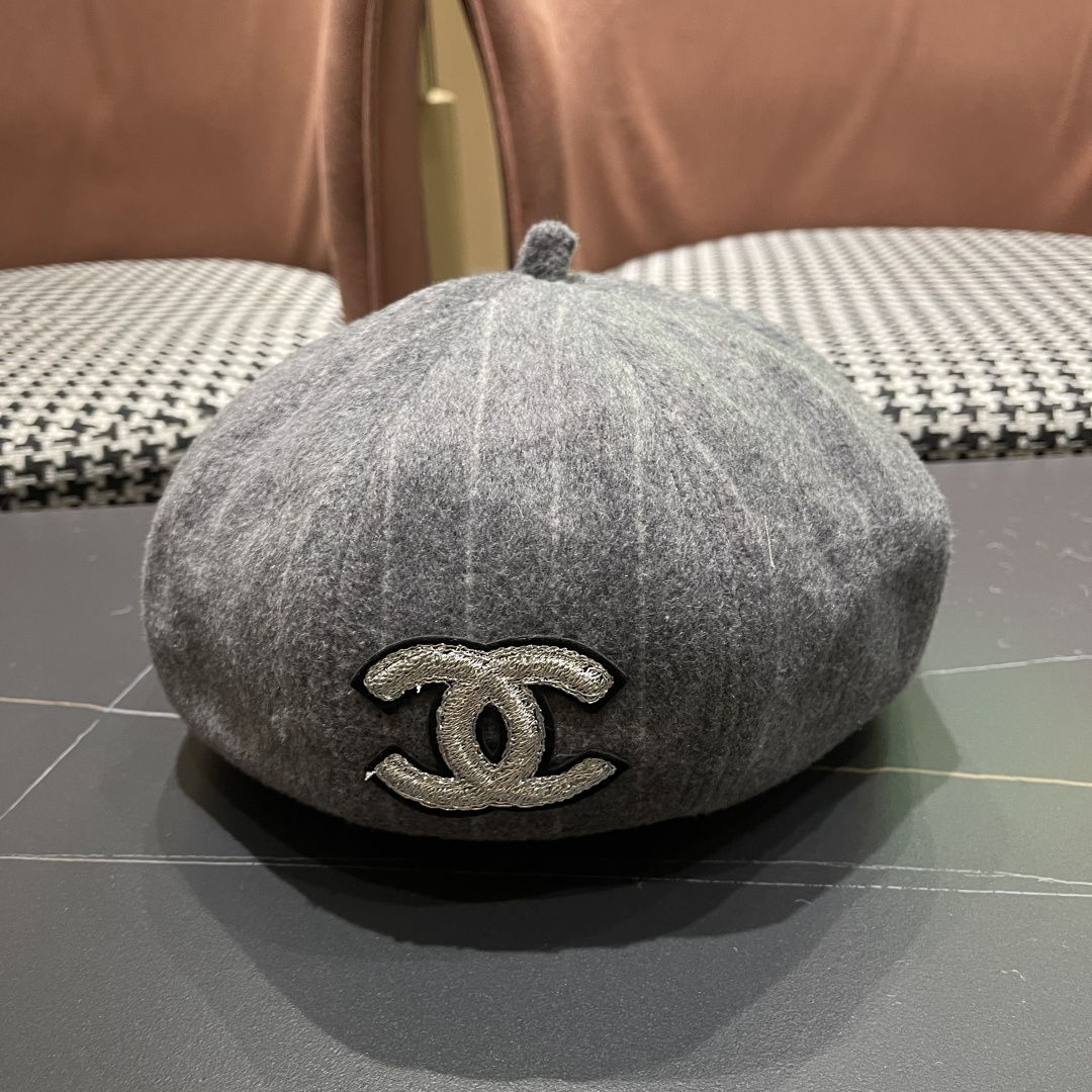  香奈儿 蓓蕾帽贝雷帽女士帽子女款秋冬冷帽鸭舌帽显脸小冬季画家帽女气质