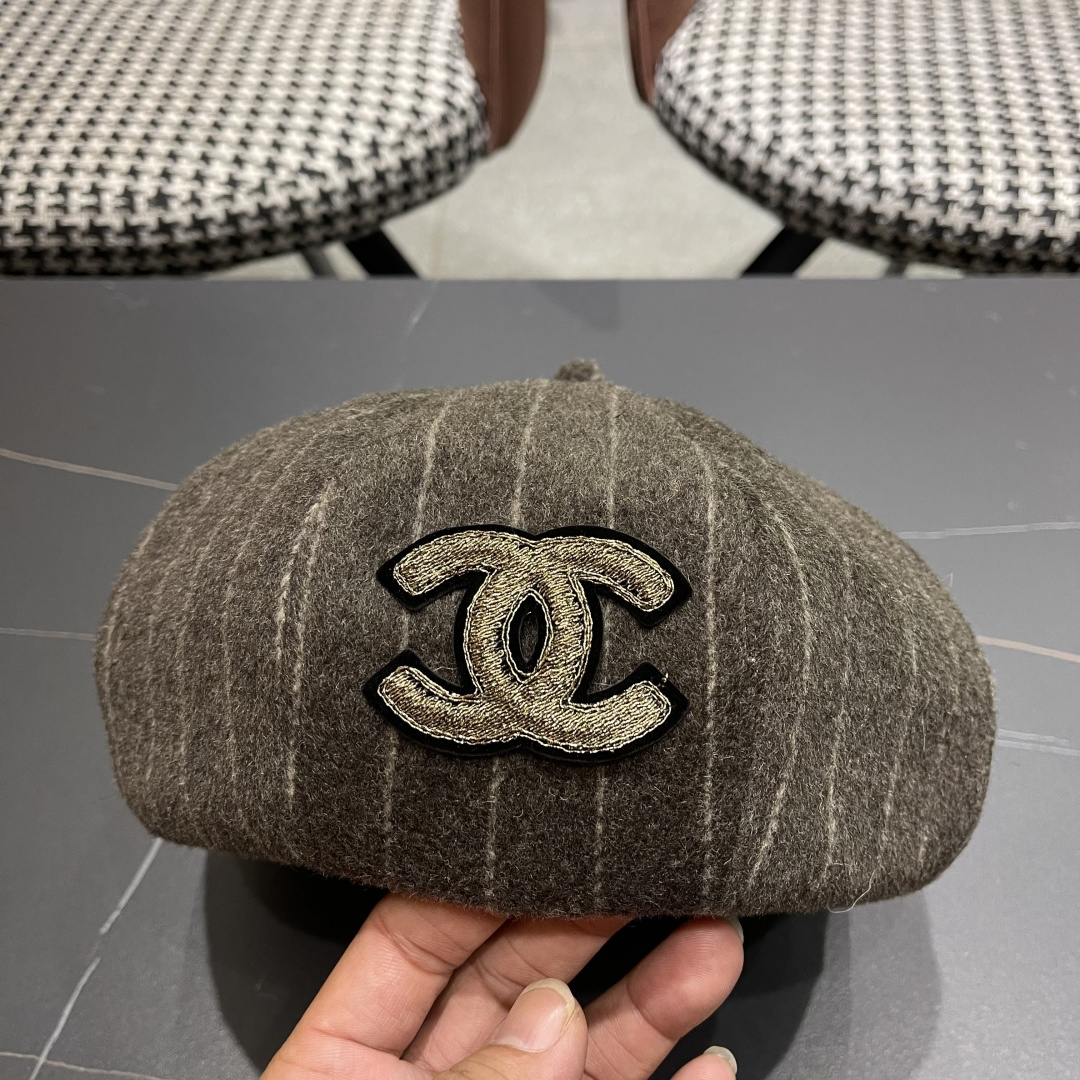  香奈儿 蓓蕾帽贝雷帽女士帽子女款秋冬冷帽鸭舌帽显脸小冬季画家帽女气质