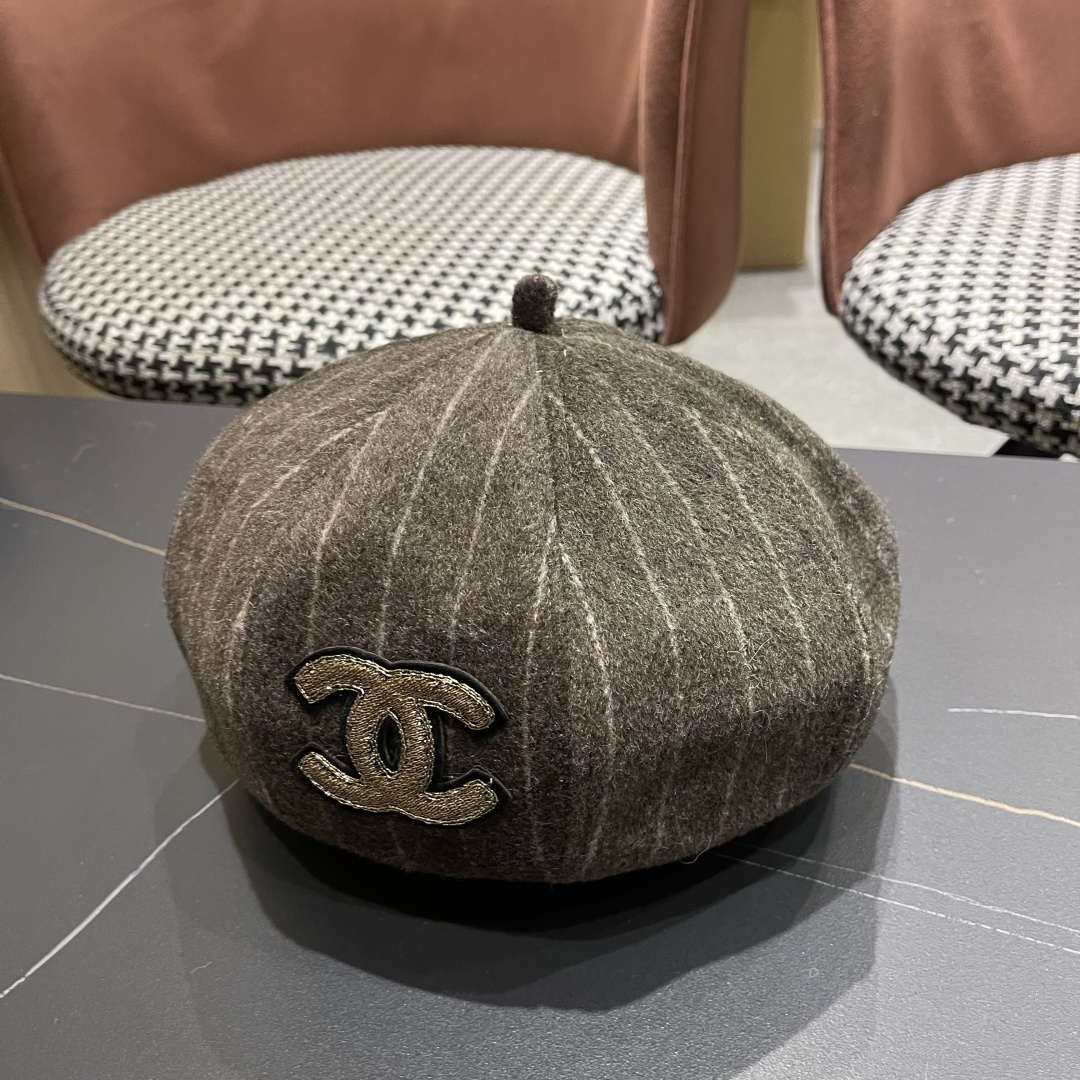  香奈儿 蓓蕾帽贝雷帽女士帽子女款秋冬冷帽鸭舌帽显脸小冬季画家帽女气质