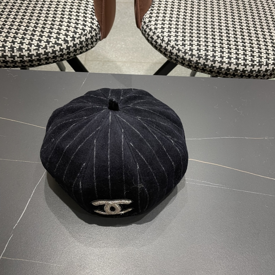  香奈儿 蓓蕾帽贝雷帽女士帽子女款秋冬冷帽鸭舌帽显脸小冬季画家帽女气质