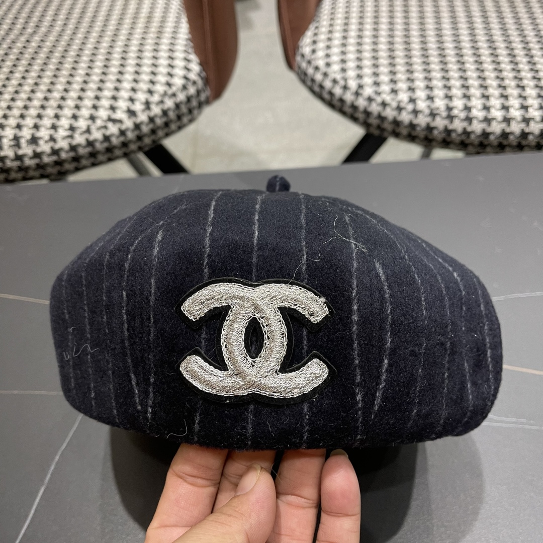  香奈儿 蓓蕾帽贝雷帽女士帽子女款秋冬冷帽鸭舌帽显脸小冬季画家帽女气质