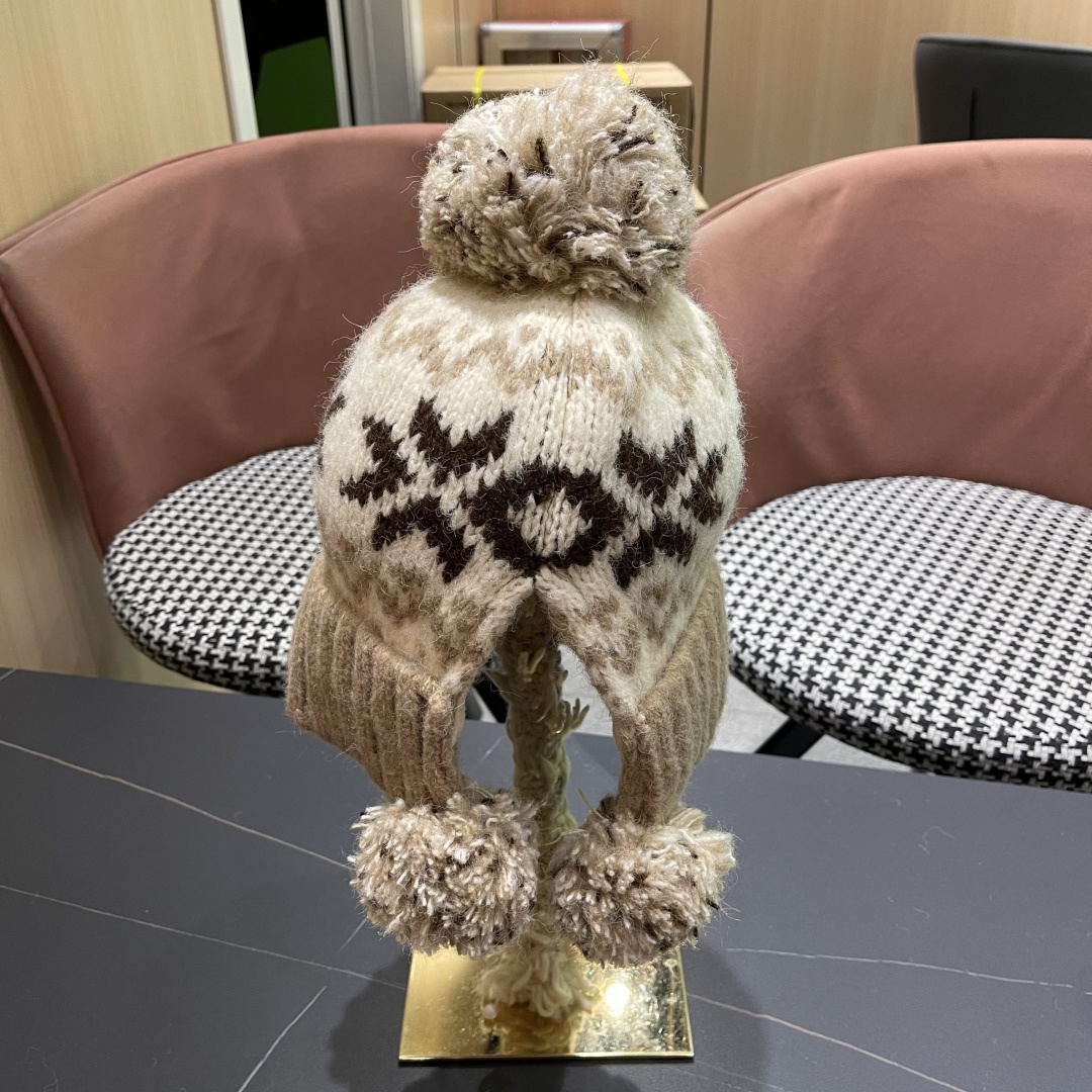  古奇 Guccl帽子女秋冬季加绒加厚针织帽保暖护耳冷帽2025新款包头毛线帽