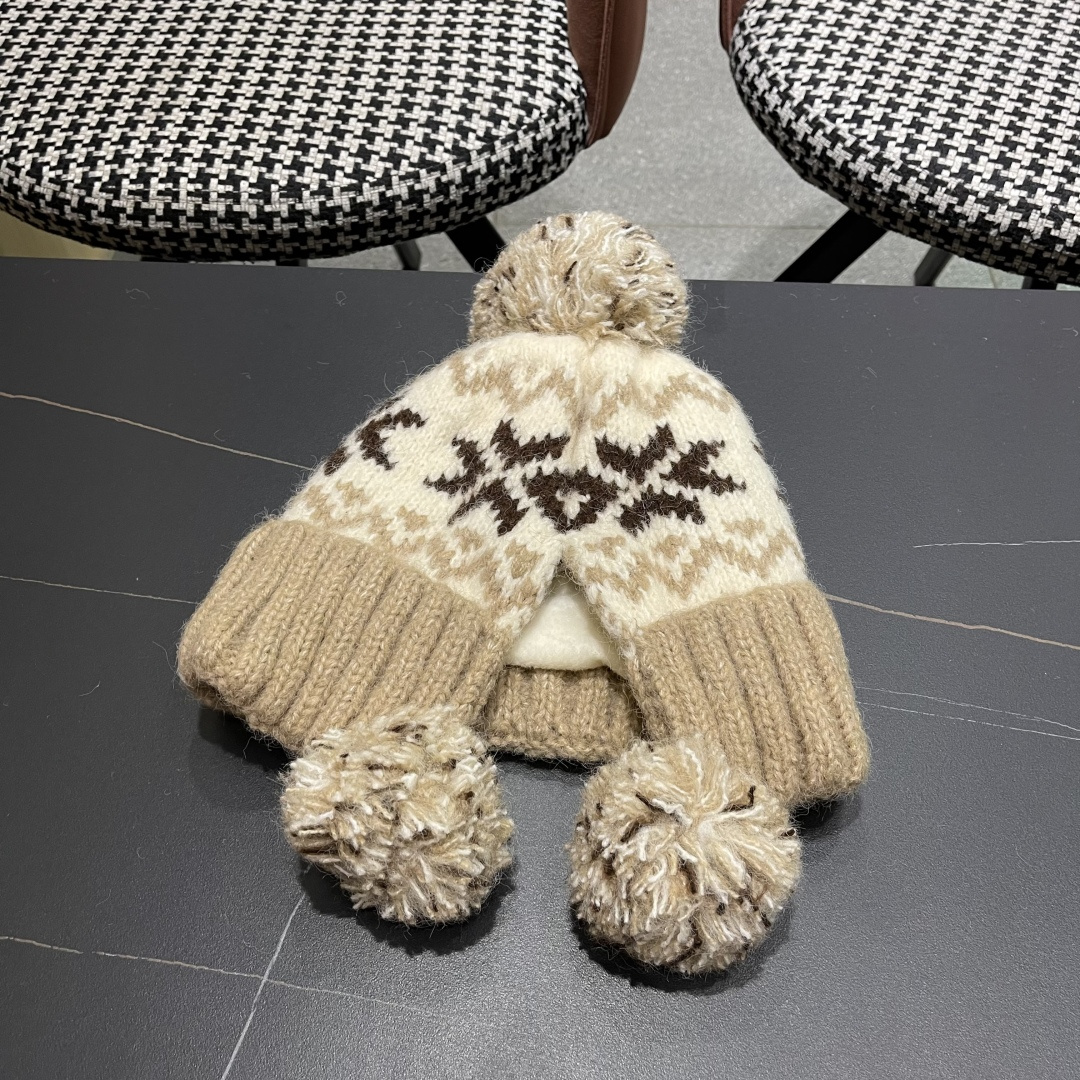  古奇 Guccl帽子女秋冬季加绒加厚针织帽保暖护耳冷帽2025新款包头毛线帽