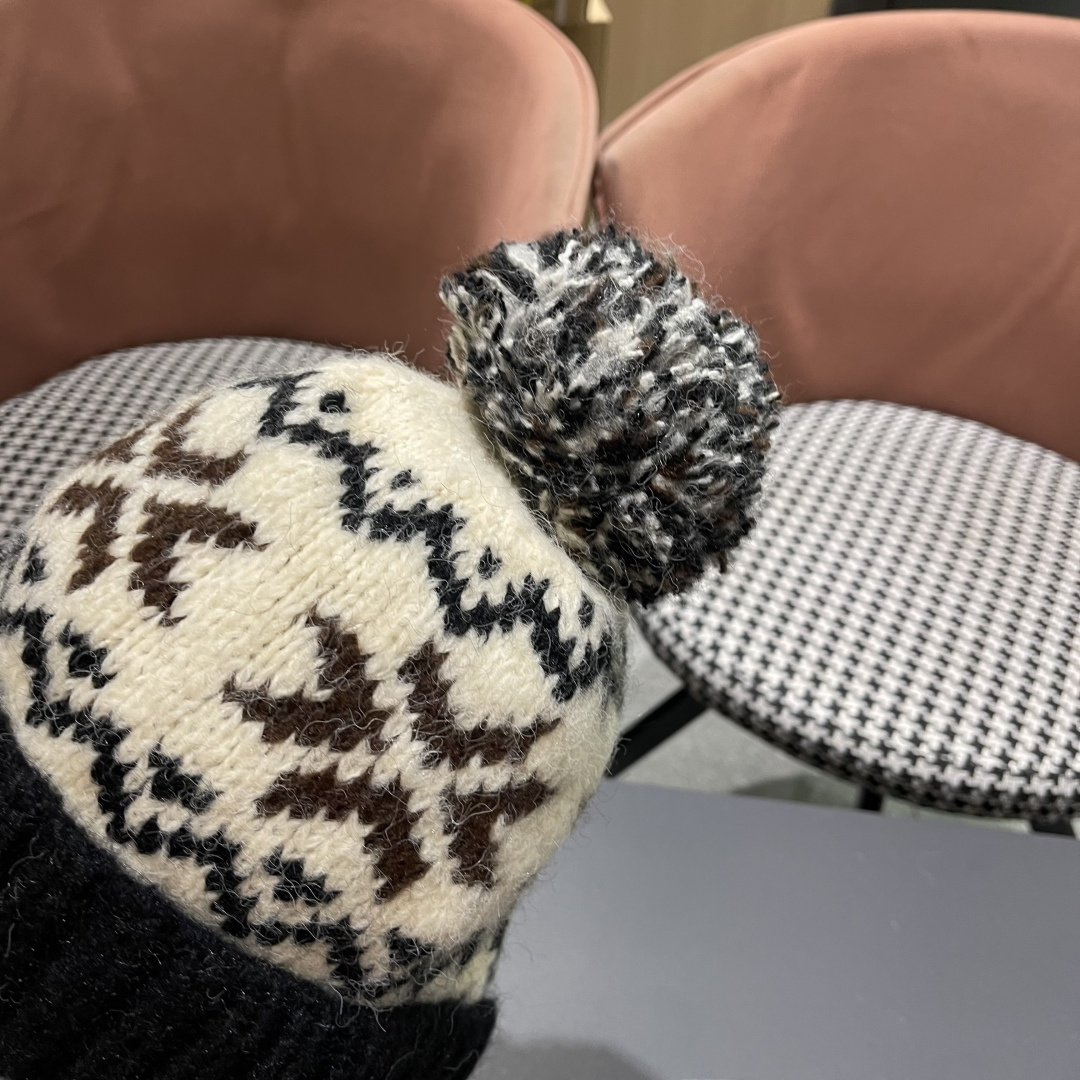  古奇 Guccl帽子女秋冬季加绒加厚针织帽保暖护耳冷帽2025新款包头毛线帽