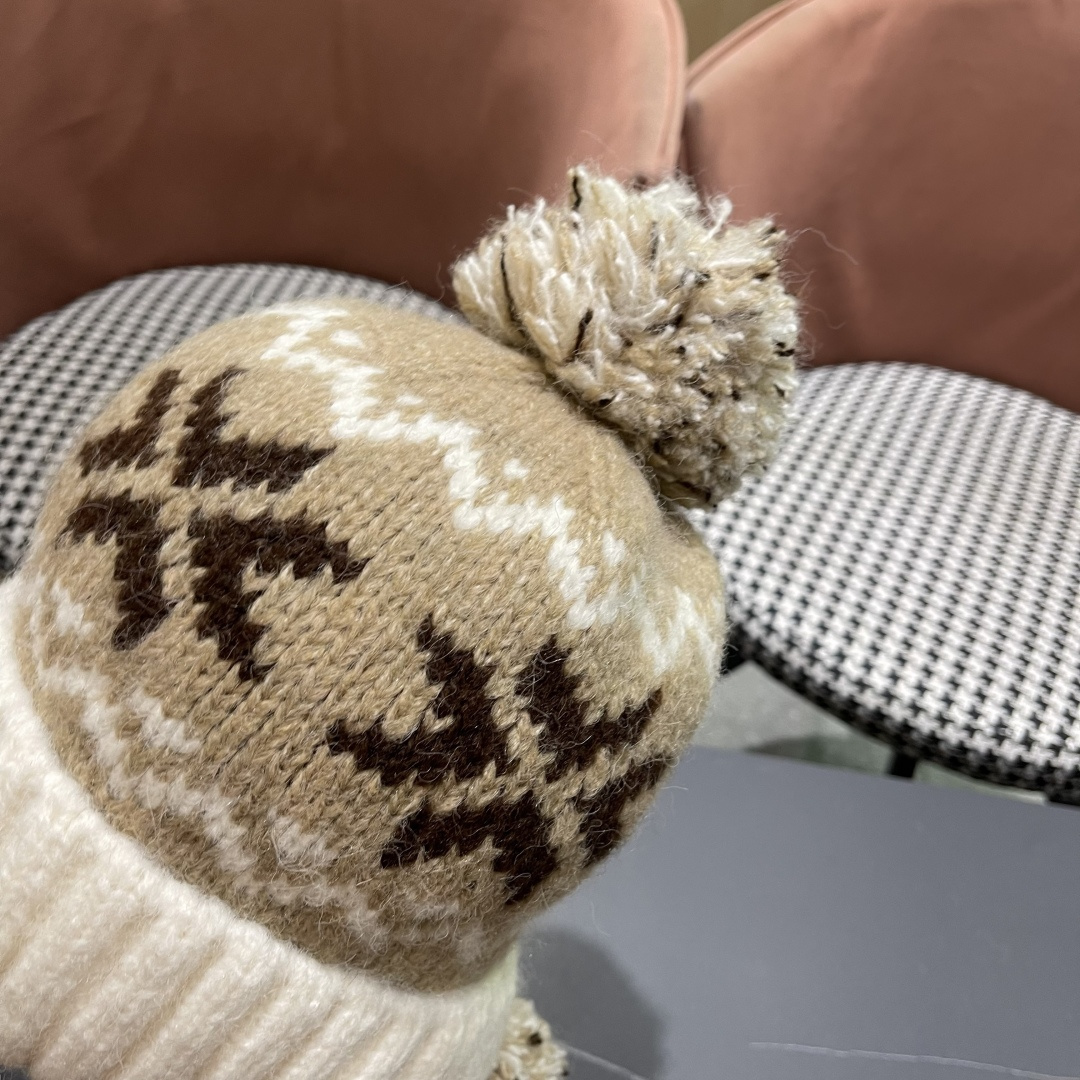  古奇 Guccl帽子女秋冬季加绒加厚针织帽保暖护耳冷帽2025新款包头毛线帽