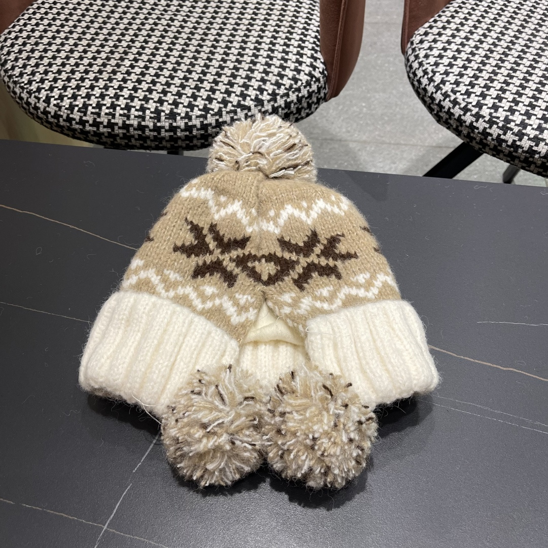  古奇 Guccl帽子女秋冬季加绒加厚针织帽保暖护耳冷帽2025新款包头毛线帽