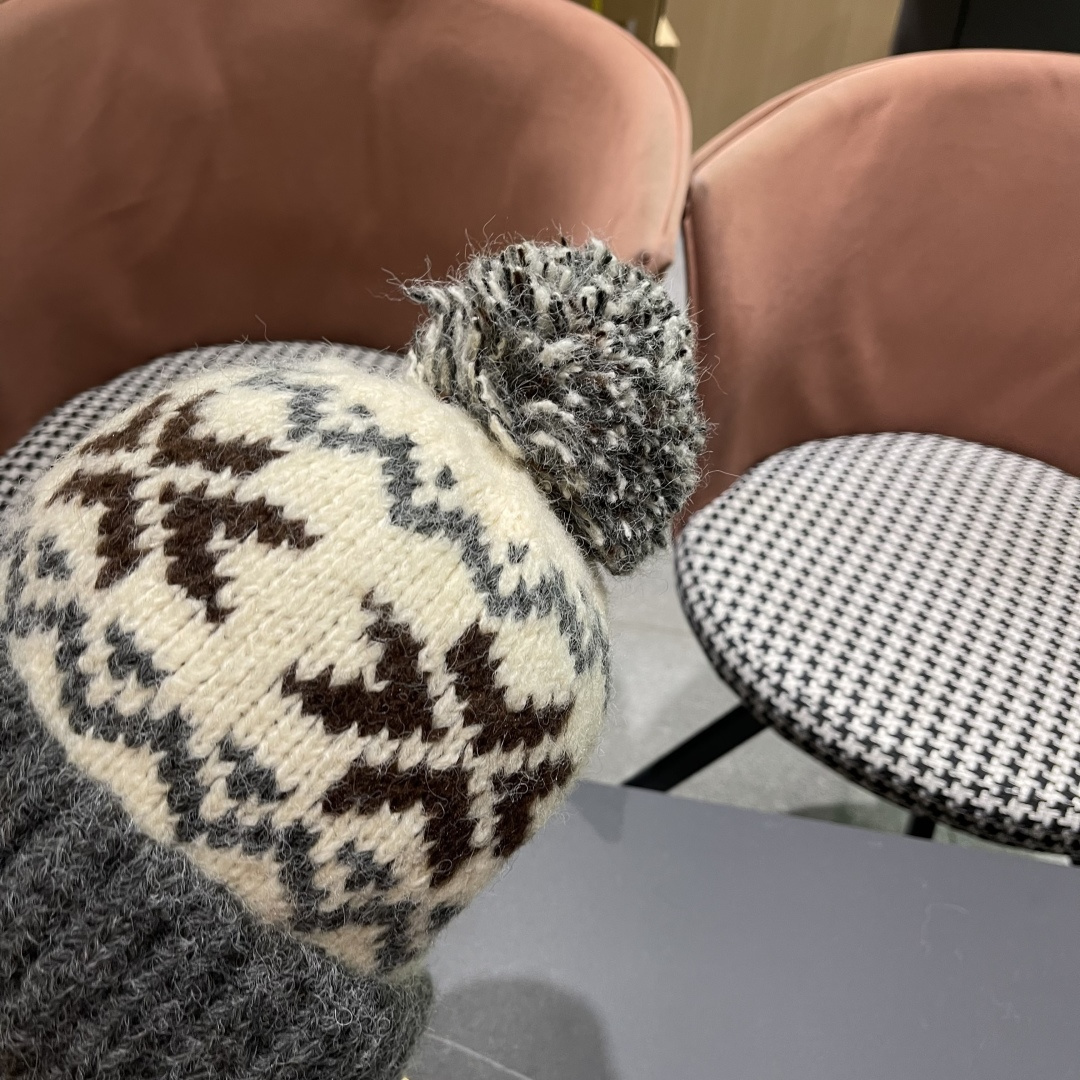  古奇 Guccl帽子女秋冬季加绒加厚针织帽保暖护耳冷帽2025新款包头毛线帽