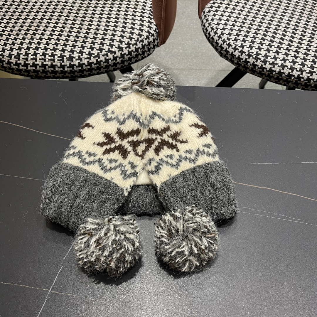  古奇 Guccl帽子女秋冬季加绒加厚针织帽保暖护耳冷帽2025新款包头毛线帽