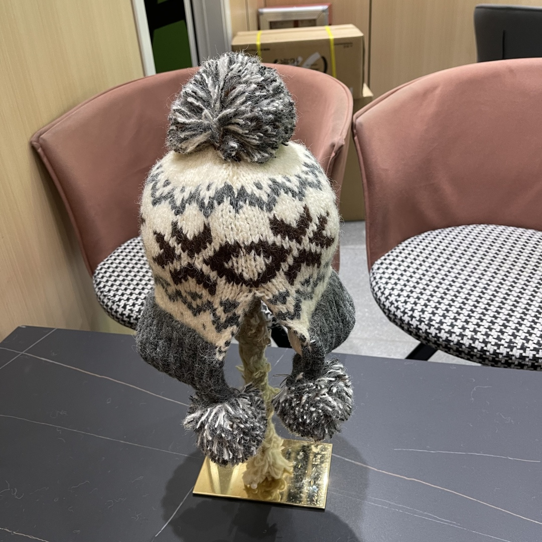  古奇 Guccl帽子女秋冬季加绒加厚针织帽保暖护耳冷帽2025新款包头毛线帽