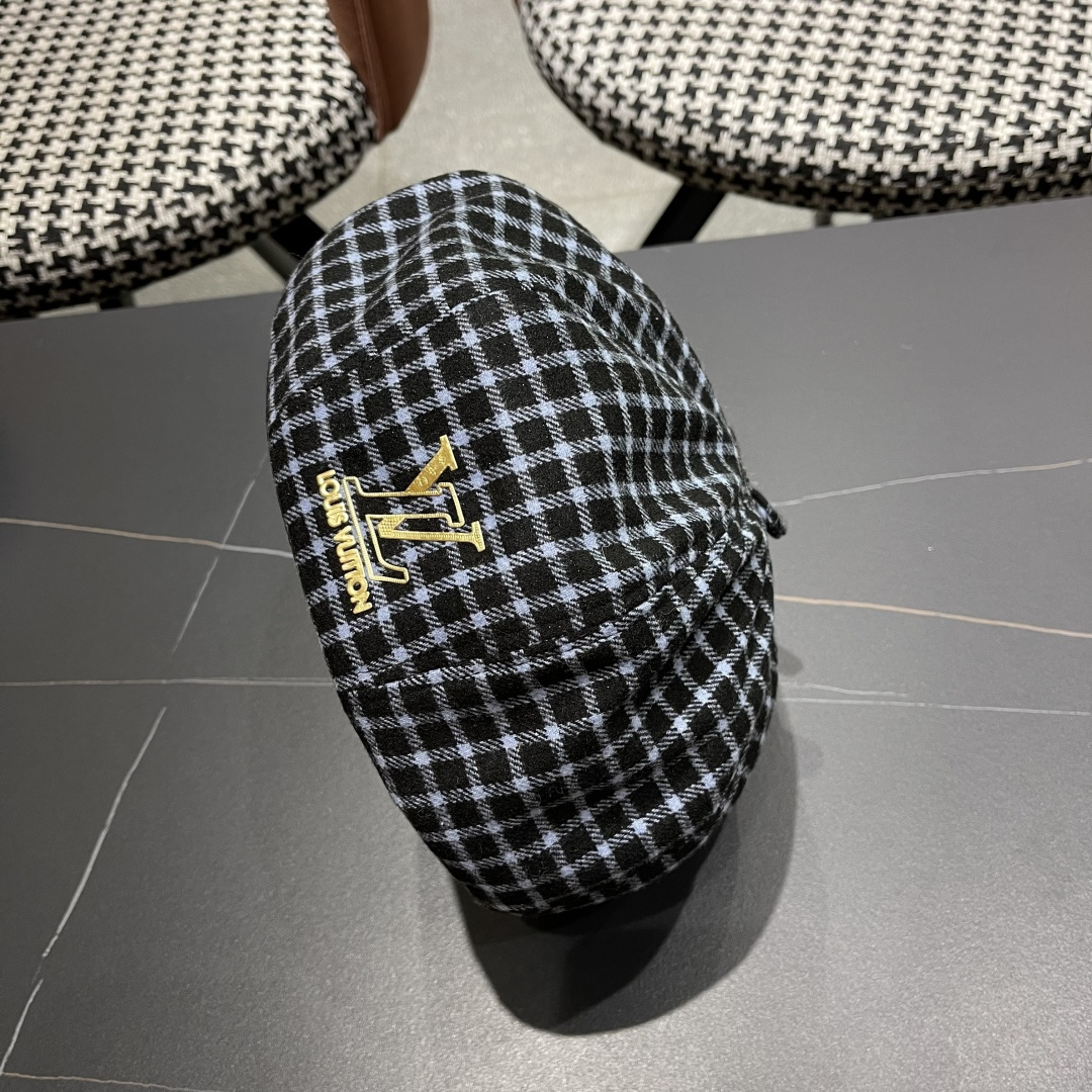  Lv路易威登 日系复古格子贝雷帽子女春秋季2025新款时尚百搭八角帽报童画家帽
