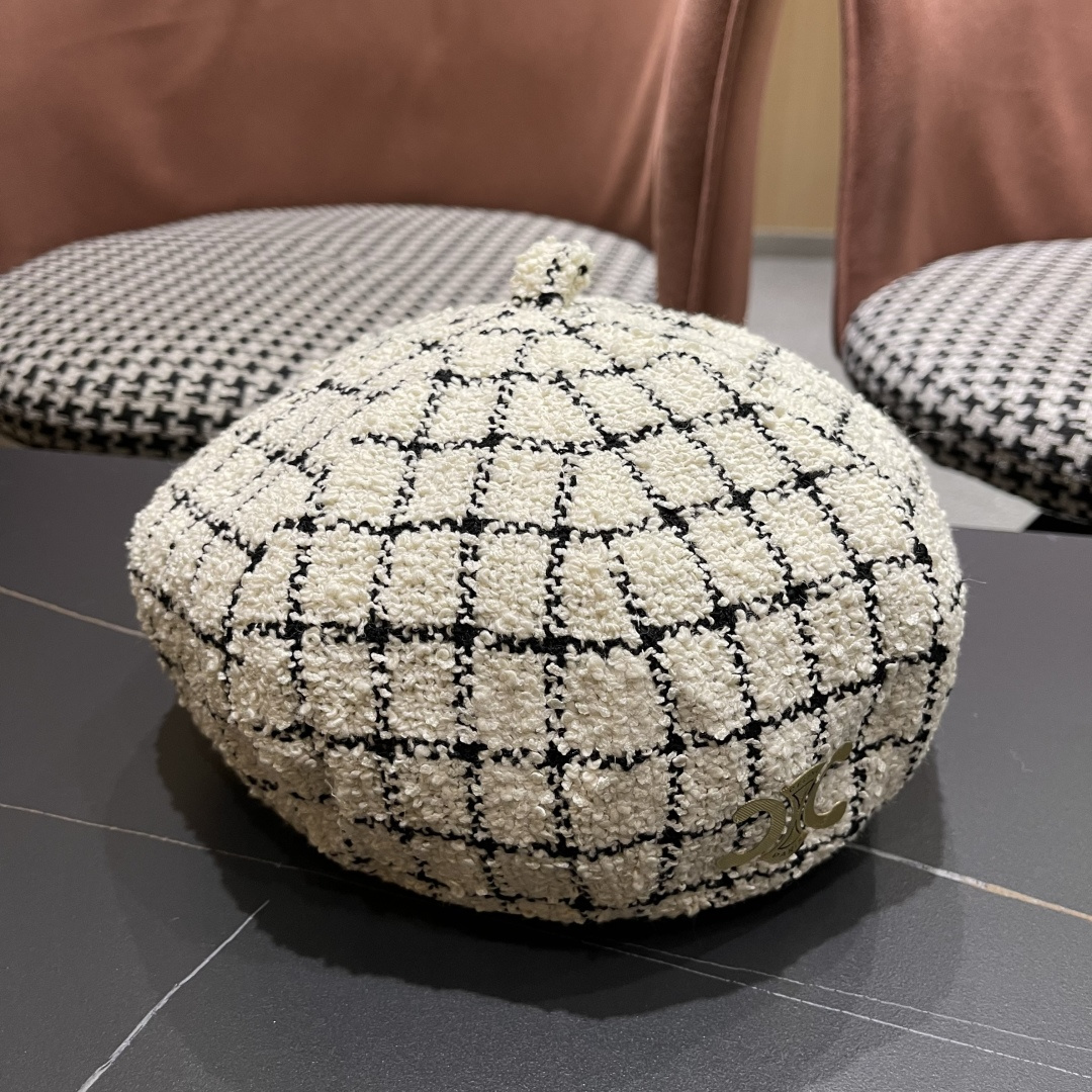  赛琳 CELINE 2025新款韩版格纹贝雷帽女秋冬百搭显脸小休闲
画家帽潮八角帽