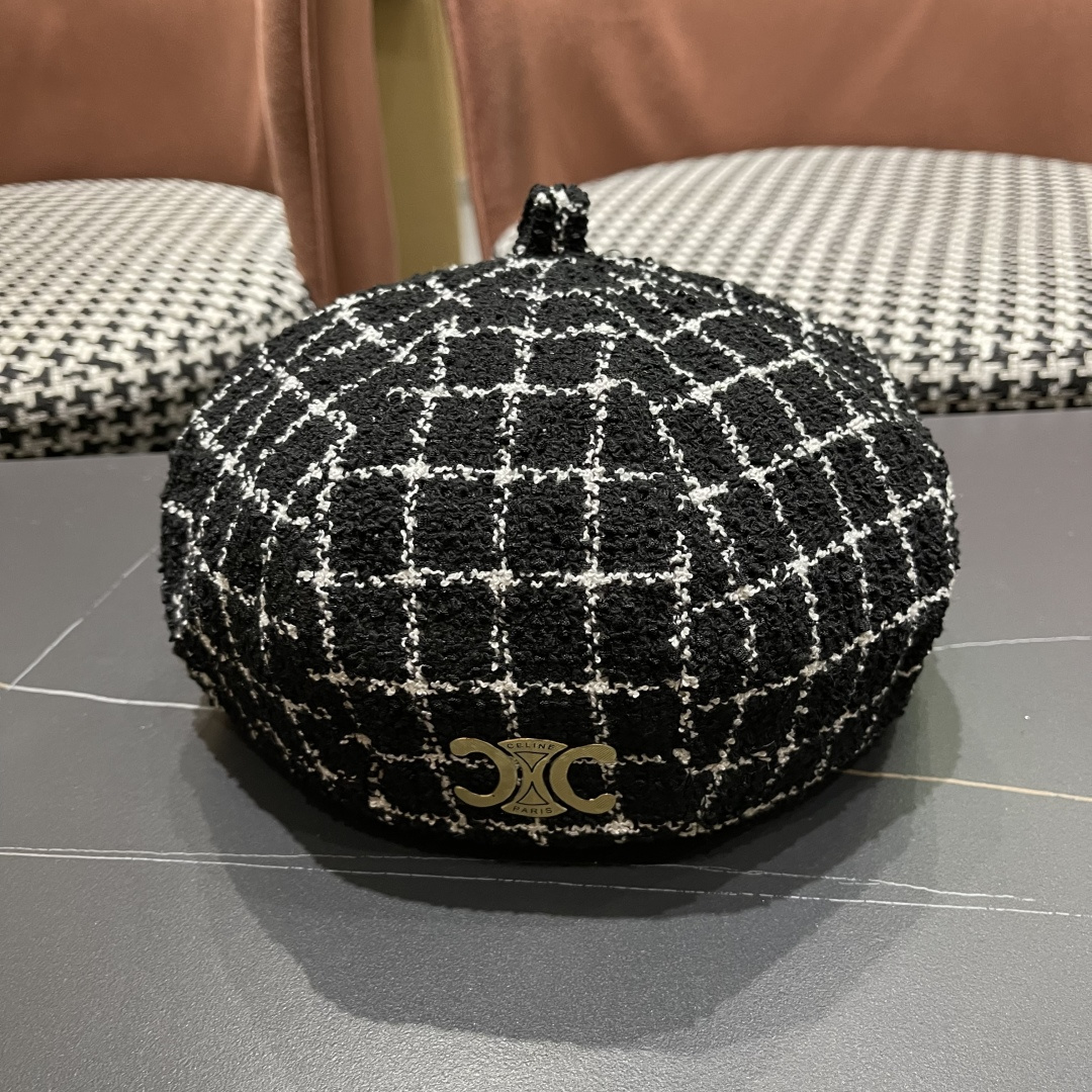  赛琳 CELINE 2025新款韩版格纹贝雷帽女秋冬百搭显脸小休闲
画家帽潮八角帽