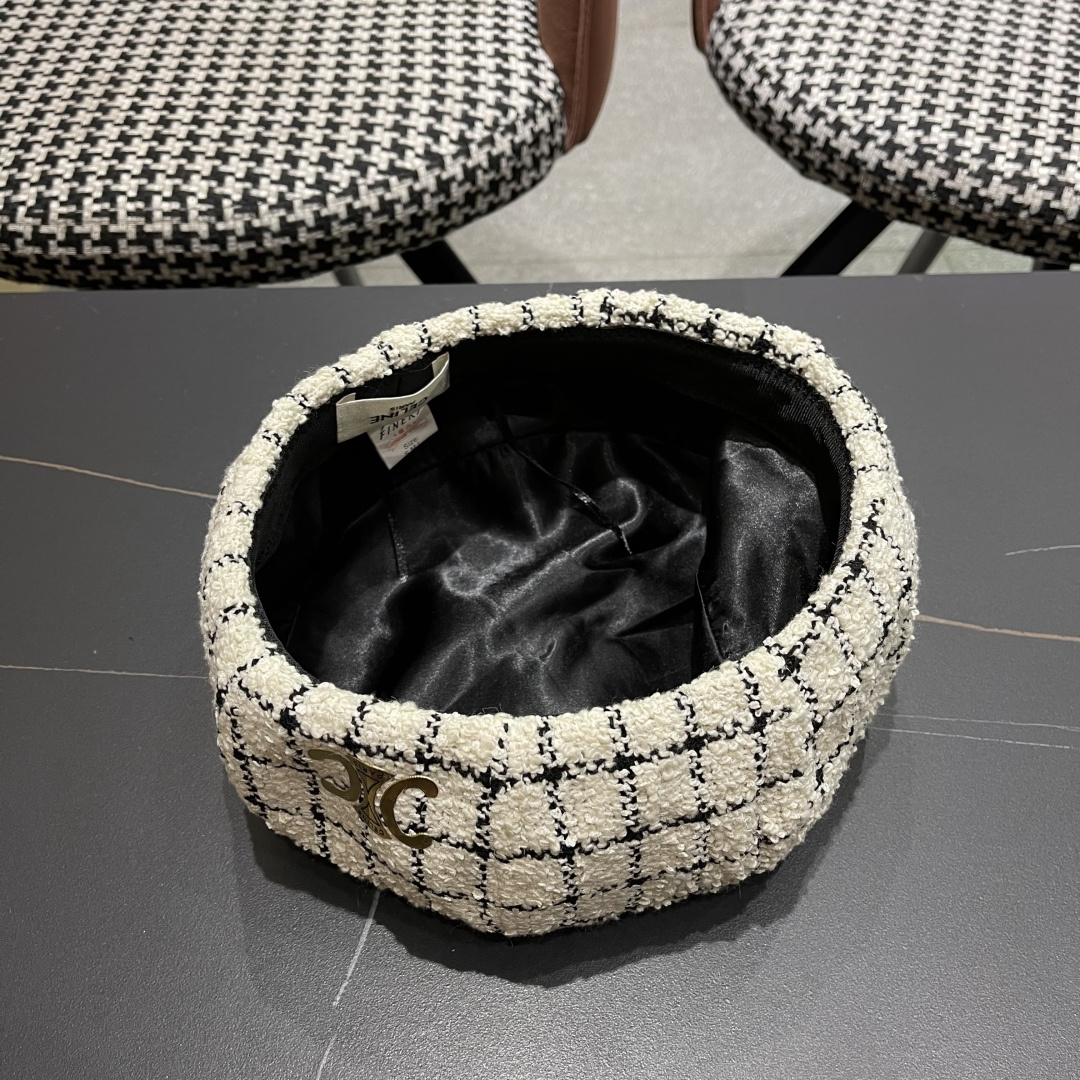  赛琳 CELINE 2025新款韩版格纹贝雷帽女秋冬百搭显脸小休闲
画家帽潮八角帽